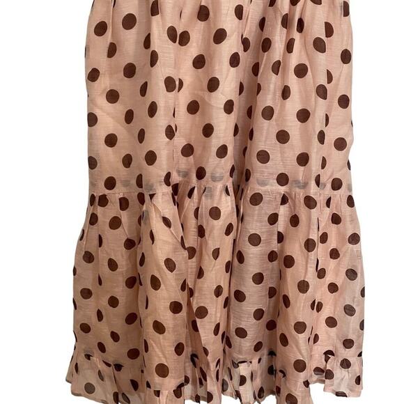 Pink Mauve Polka Dot Tiered Mini Dress Sz M - Picture 3 of 8